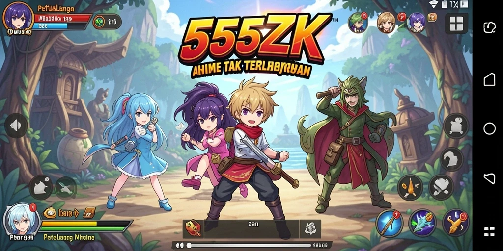 Tampilan gameplay 555ZK menghadirkan aksi anime yang seru.