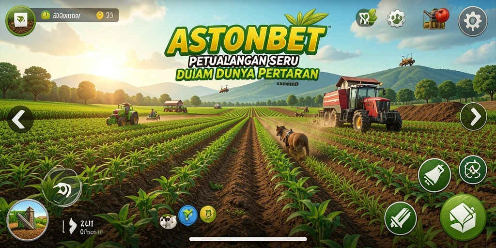 Tampilan gameplay ASTONBET menampilkan kebun yang indah dengan berbagai tanaman.