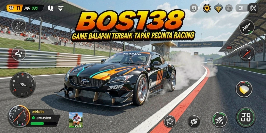 Screenshot gameplay BOS138 menampilkan aksi balapan yang mendebarkan.