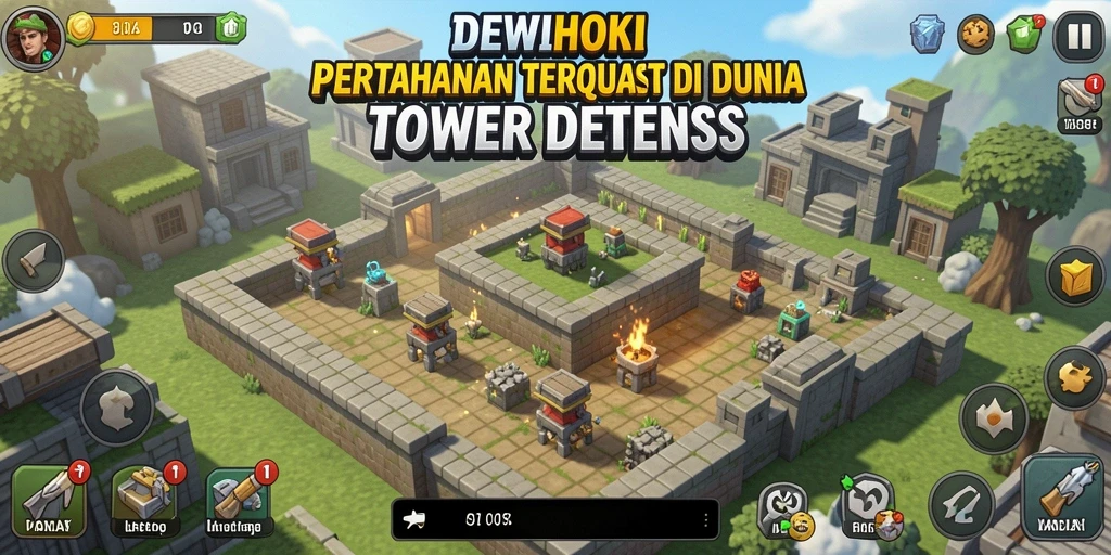 Gameplay seru di DEWIHOKI dengan taktik Tower Defense.
