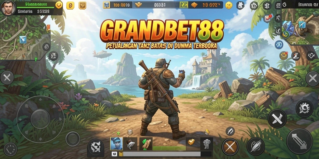 Screenshot gameplay menunjukkan eksplorasi dunia terbuka yang luas.