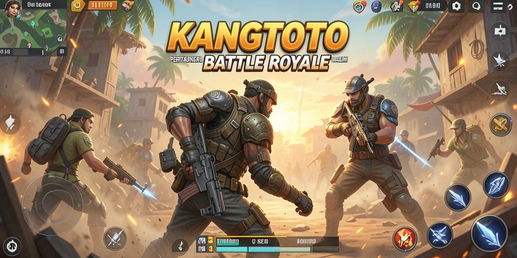 Screenshot gameplay KANGTOTO yang menegangkan dan penuh aksi Battle Royale.