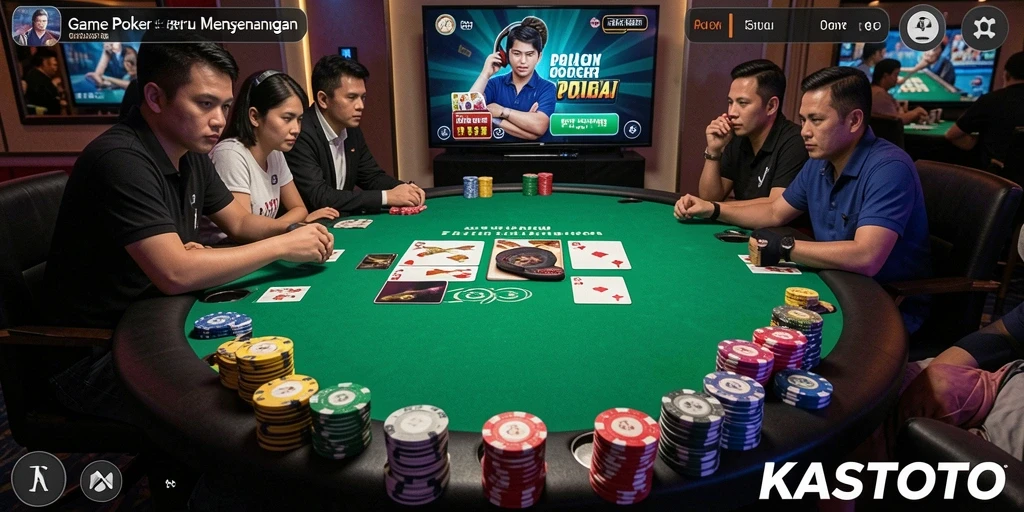 Tampilan gameplay menarik KASTOTO dengan pertarungan poker yang epik.