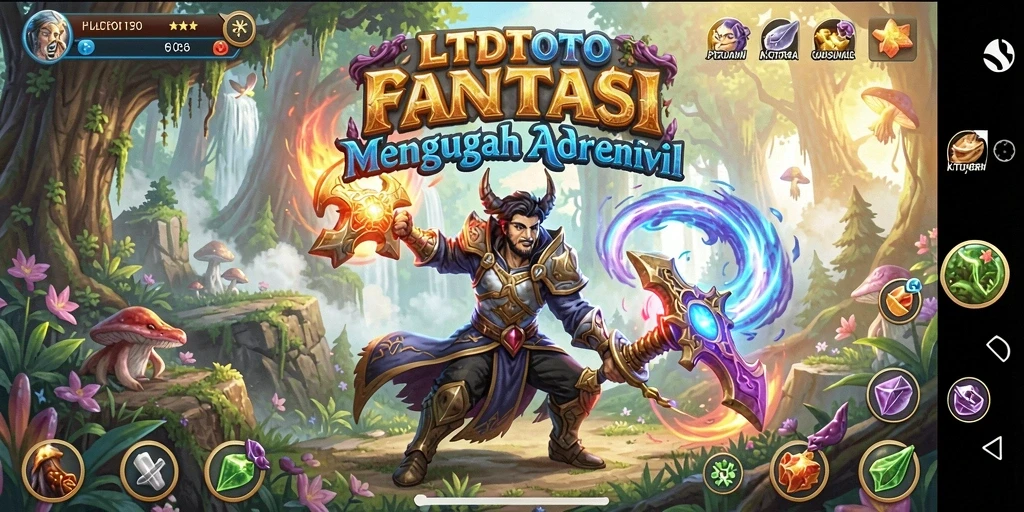 Screenshot gameplay LTDTOTO menampilkan epic battle di dunia fantasi.