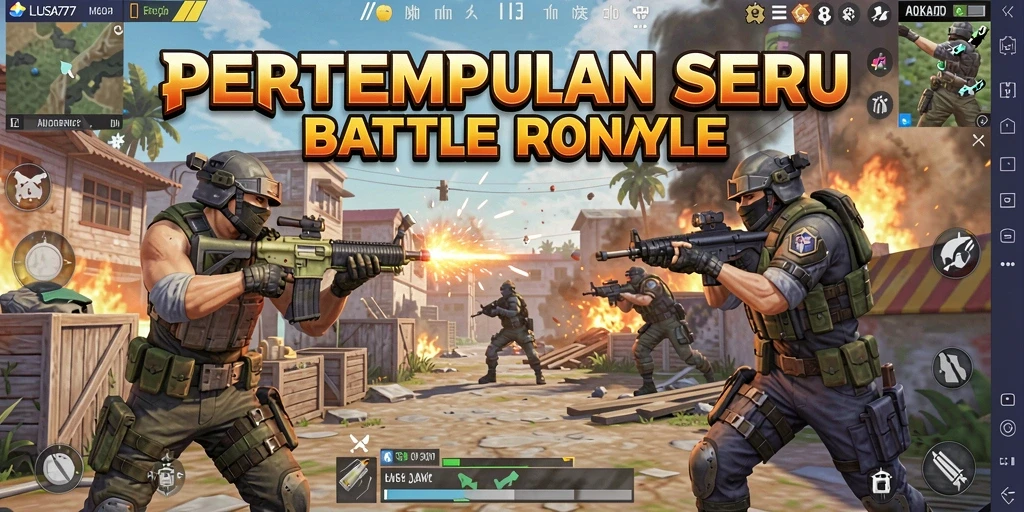 Tampilan aksi mendebarkan dari gameplay LUSA777 di arena Battle Royale.