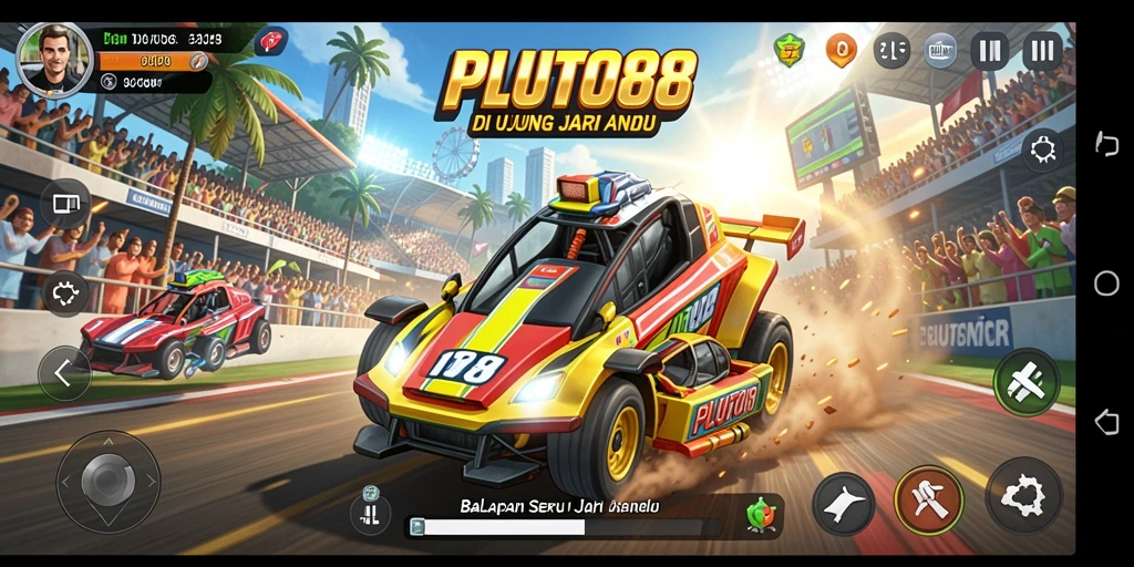 Screenshot gameplay balapan seru dari PLUTO88.