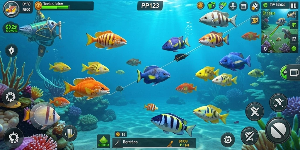 Tangkapan layar PP123 menampilkan momen seru saat menembak ikan.