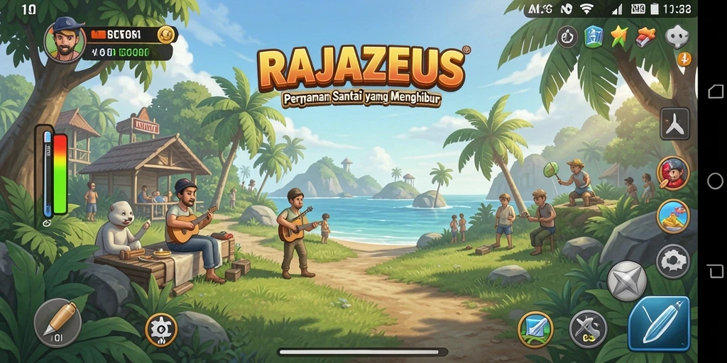 Tangkapan layar gameplay RAJAZEUS yang mengasyikkan dan penuh warna.