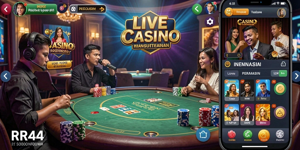 Gameplay menarik dari RR44 yang menghadirkan nuansa kasino langsung.